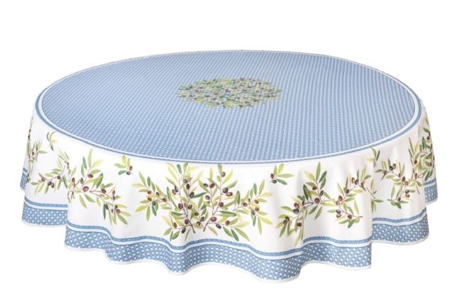 Round Tablecloth coated or cotton (Nyons. azur blue ) - Click Image to Close